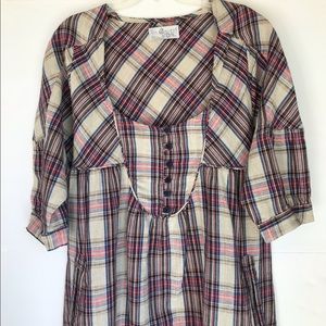 Zara trafaluc linen plaid dress